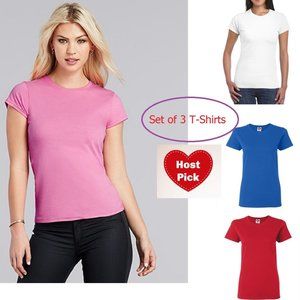Plain T-Shirts (3-Pack) Solid Colors - Basic Women's Tee Shirts short sleeves